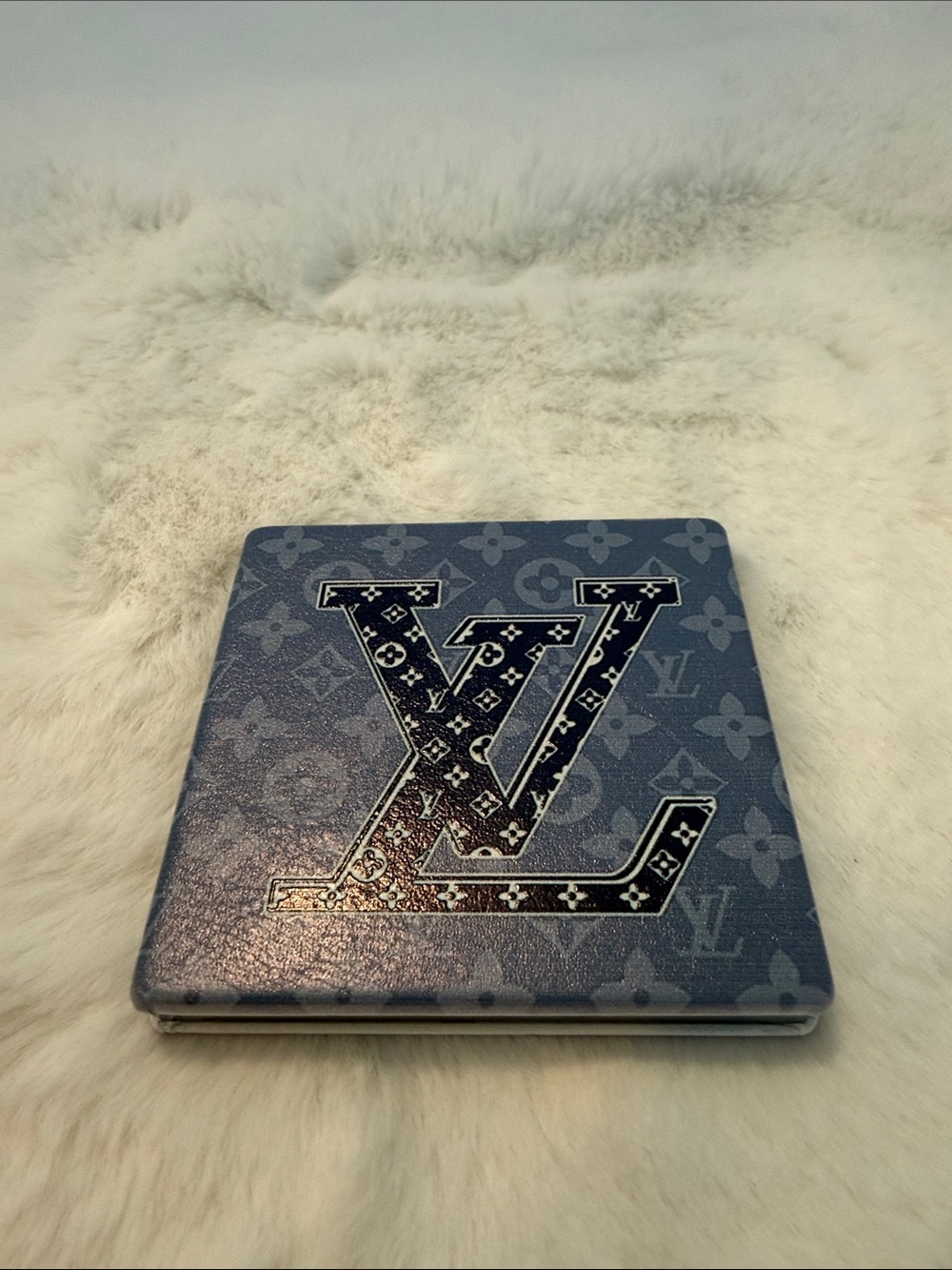 NWOT Navy Monogram Compact Mirror with Large LV